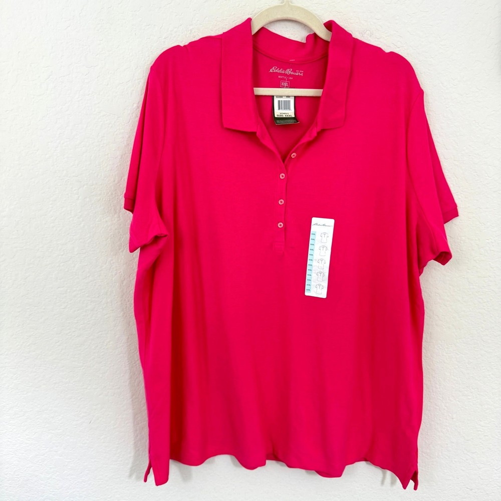 Eddie Bauer Womens XXXL Stretch Cotton Polo Shirt in Pink