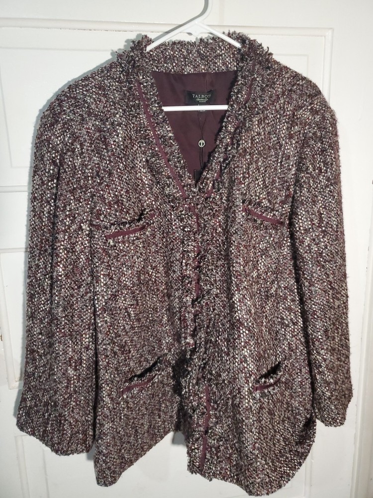 NWT Talbots Womens Grace Fit 3/4 Sleeve Wool Coat Jacket Blazer Plus Size 22W