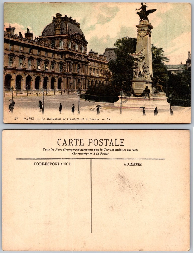 Monument de Gambetta Louvre Paris France Postcard
