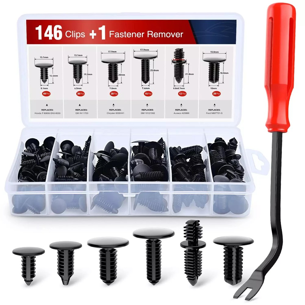 NEW 146PCS Automotive Christmas Tree Clips Assortment Retainer Fastener Clip