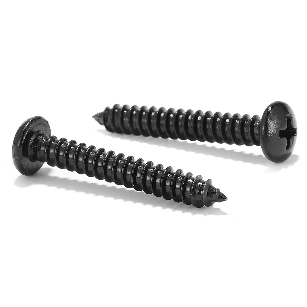100 Pcs #8x1-1/4 Inch Black Oxide 304 Stainless Steel Pan Head Wood Screws