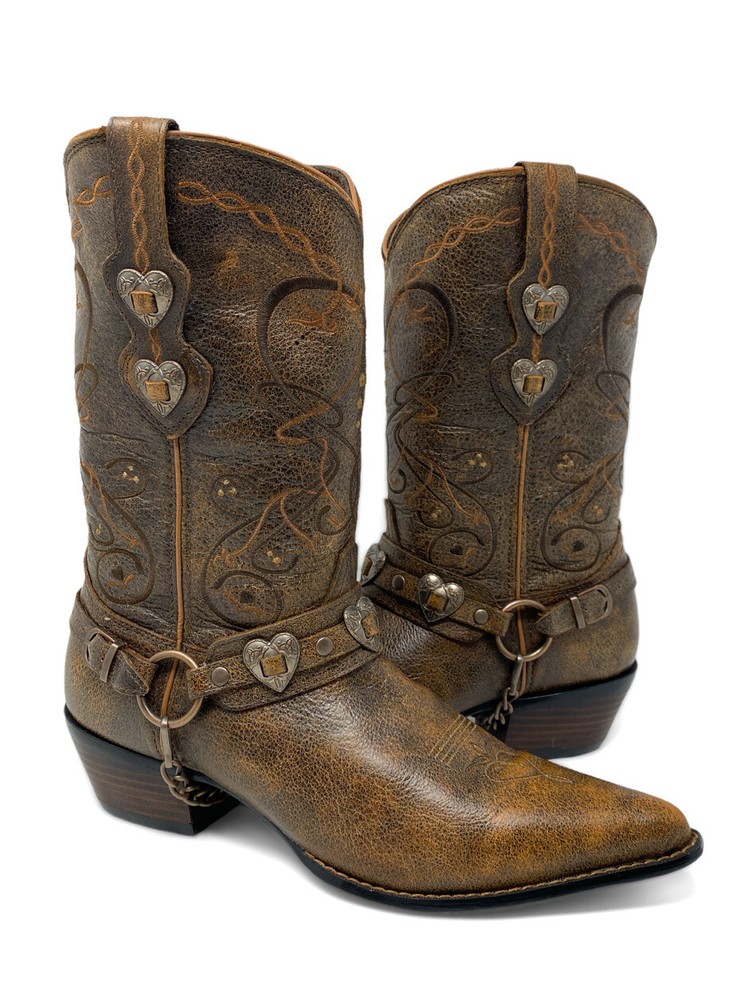 Durango Crush Heartbreaker Brown Leather Cowboy Boots Womens Size 10 Medium