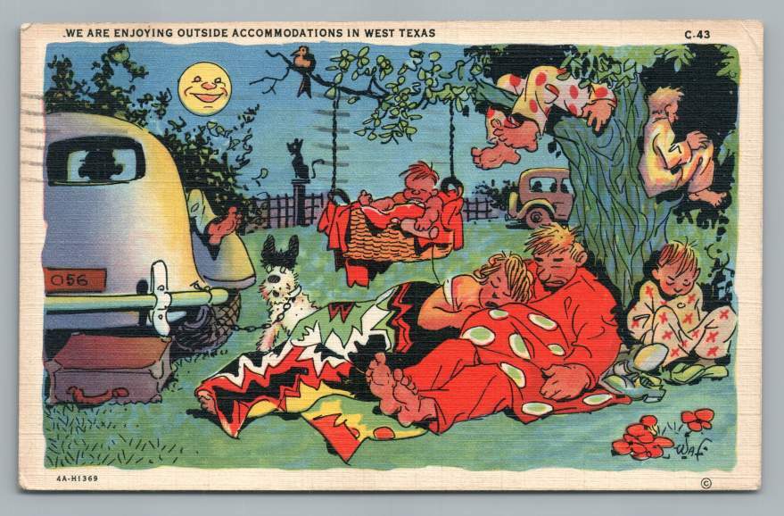 Discover West Texas Vintage Linen Ray Walters 1945 Comic Outside Accommodations-image
