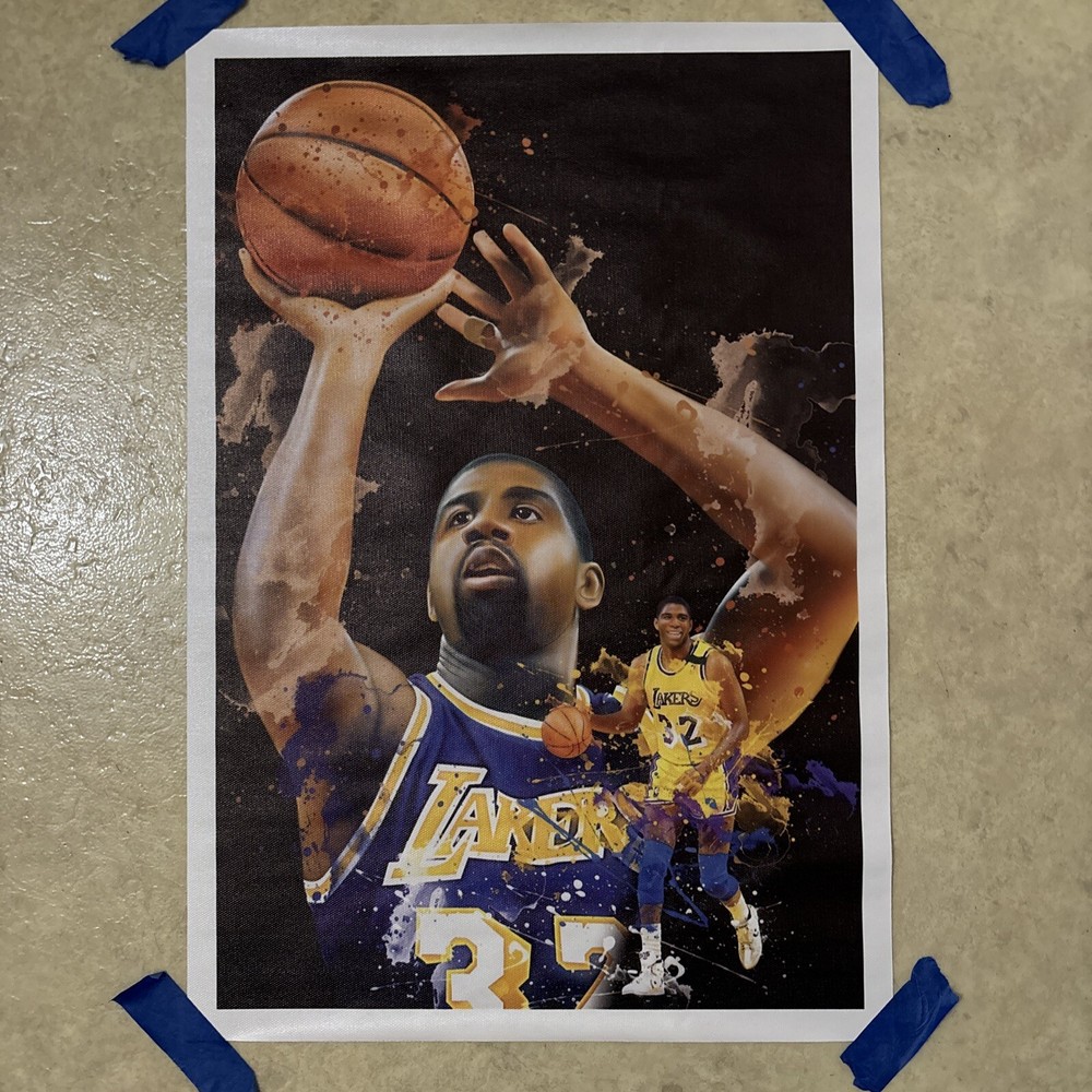 Magic Johnson Lakers Basketball NBA ✅ Man Cave Canvas Poster Wall Art ✅ 12x18 in