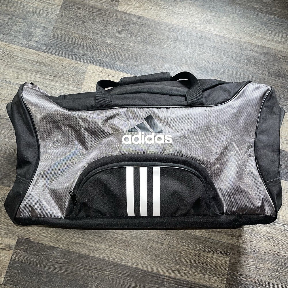 Vintage Adidas Black & Silver Extra Large Duffle Bag Travel Weekender