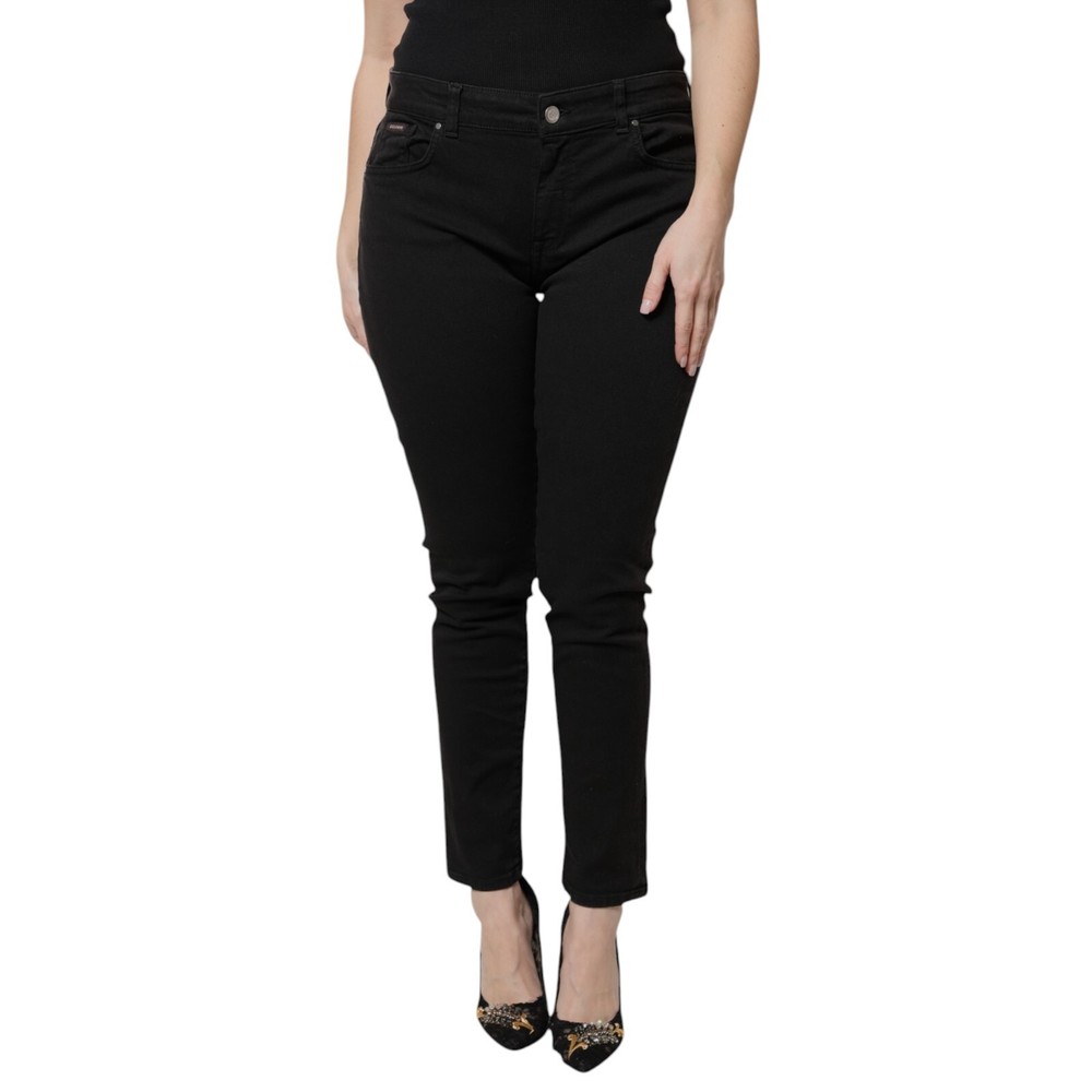 DOLCE & GABBANA Jeans Black Cotton High Waist Skinny Denim IT46/US12/XL 520usd
