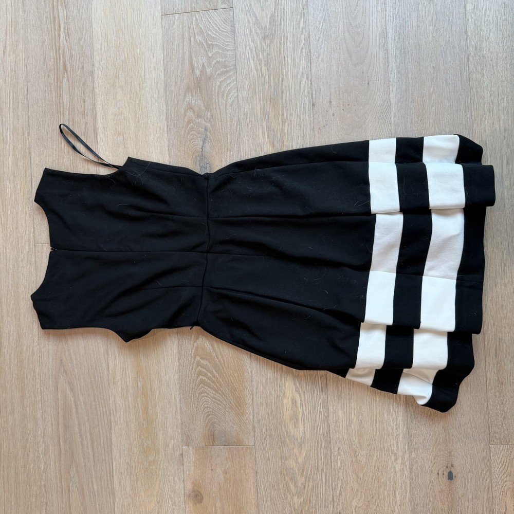Calvin Klein Fit & Flare Black and White Dress with Belt Women's
