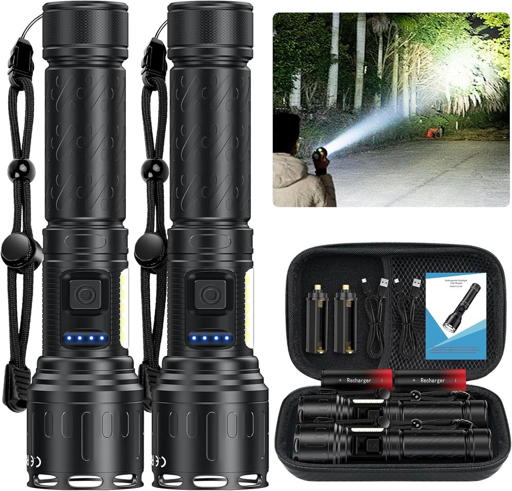 Super Bright 100000 Lumens LED Magnifying Rechargeable Flashlight - 100