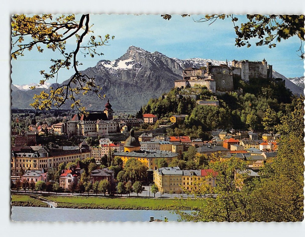 Postcard City View with Untersberg Mountain Salzburg Austria