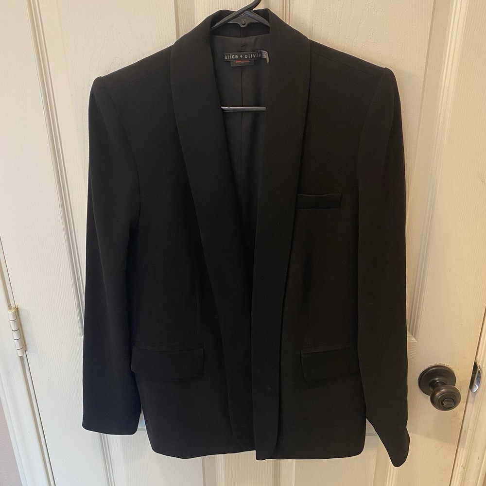 Alice + Olivia Womens Black Blazer With Eye Hook Size Medium EUC