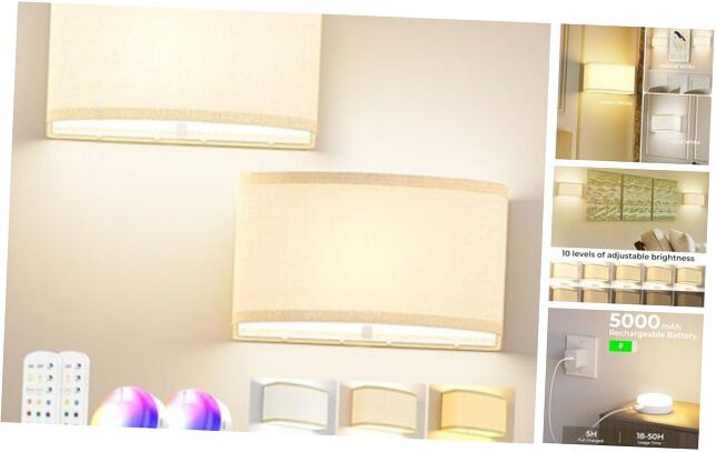Battery Operated Wall Sconces Set of 2, 5000mAh Rechargeable Wall Sconces 15