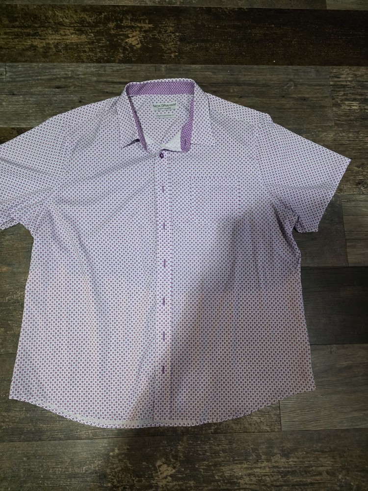 Nick Graham Everywhere Mens 2XL Modern Fit Stretch Geometric Short Sleeve Shirt