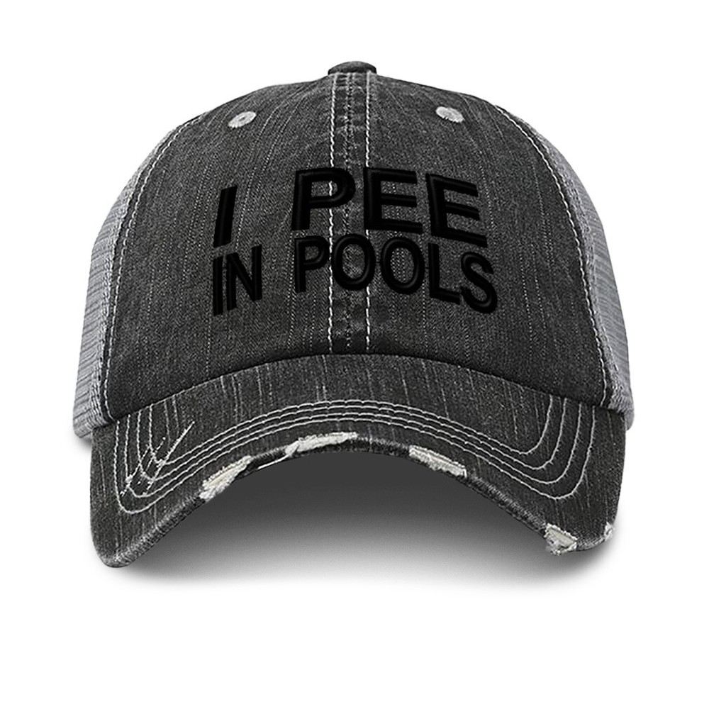Sombreros de camionero de malla suave para hombre y mujer I Pee en piscinas una gorra de béisbol en dificultades