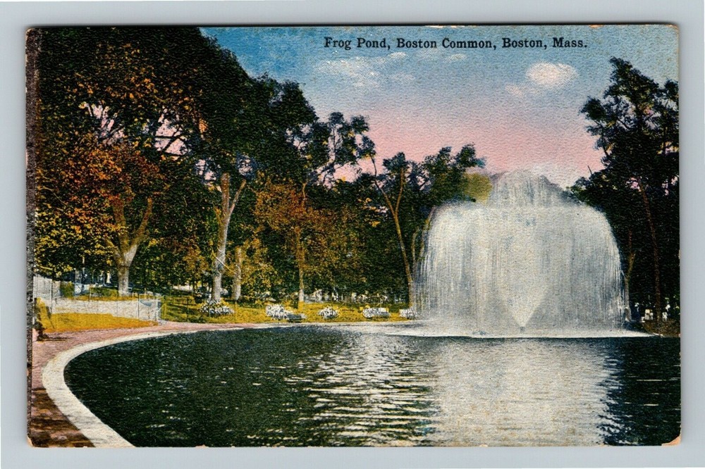 Boston MA-Massachusetts, Frog Pond, Boston Common Vintage Souvenir Postcard