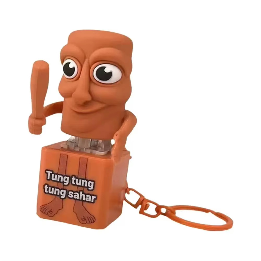 Tung Tung Sahur Keychain Toy with Buttons Make Sounds Pendant Stick Decompressio