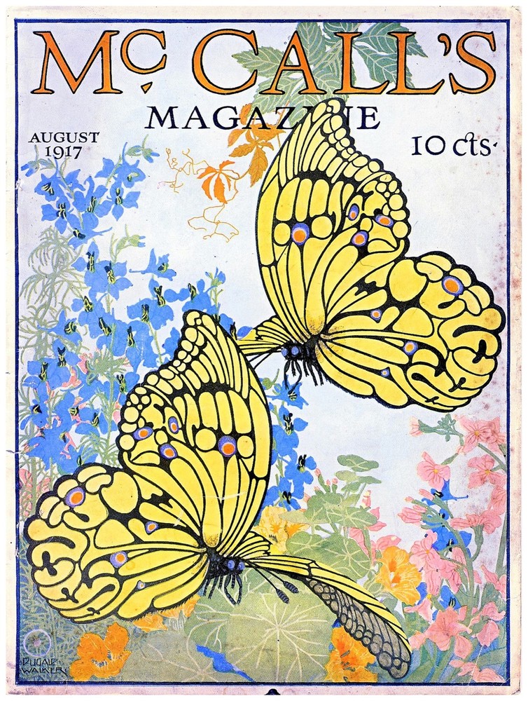 9468.McCall's Magazine.two yellow butterflies.POSTER.decor Home Office art