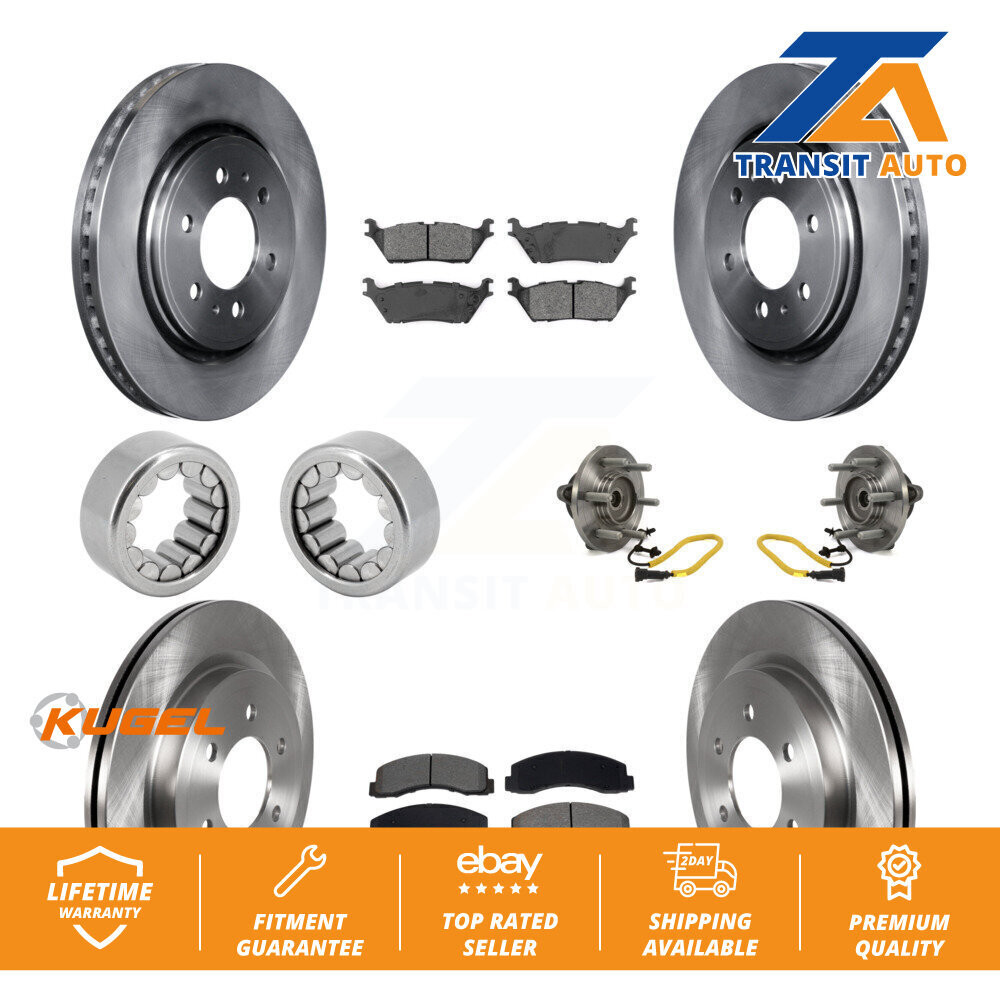 Front Rear Hub Bearing Disc Brake Rotors And Pads Shoe Kit (10Pc) For Ford F-150