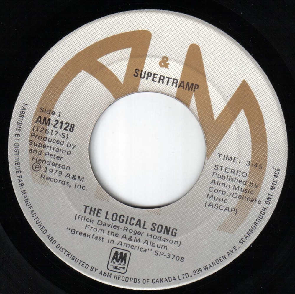 Supertramp Logical Song 45 rpm Just Another Nervous Wreck Canadian Pressing