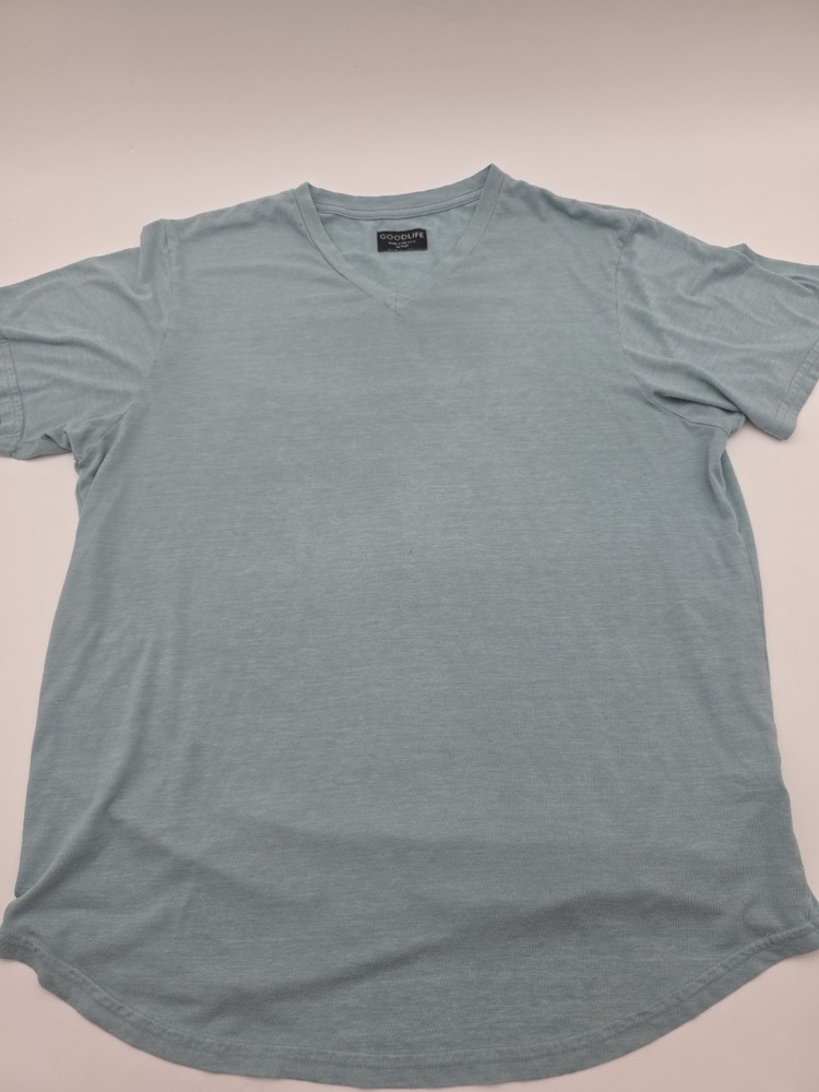 Goodlife T-Shirt Mens 2XL Blue Cotton Usa Solid Curved Tee.#44186