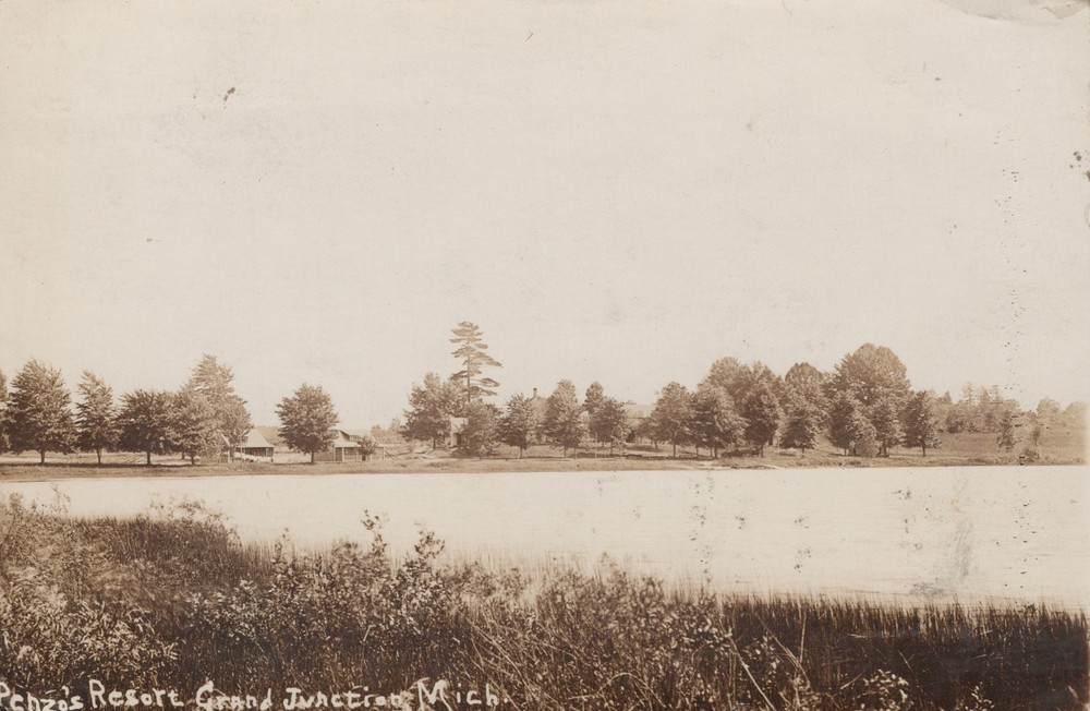 Grand Junction MI Michigan ~ Penzo's (?) Resort RPPC 1917