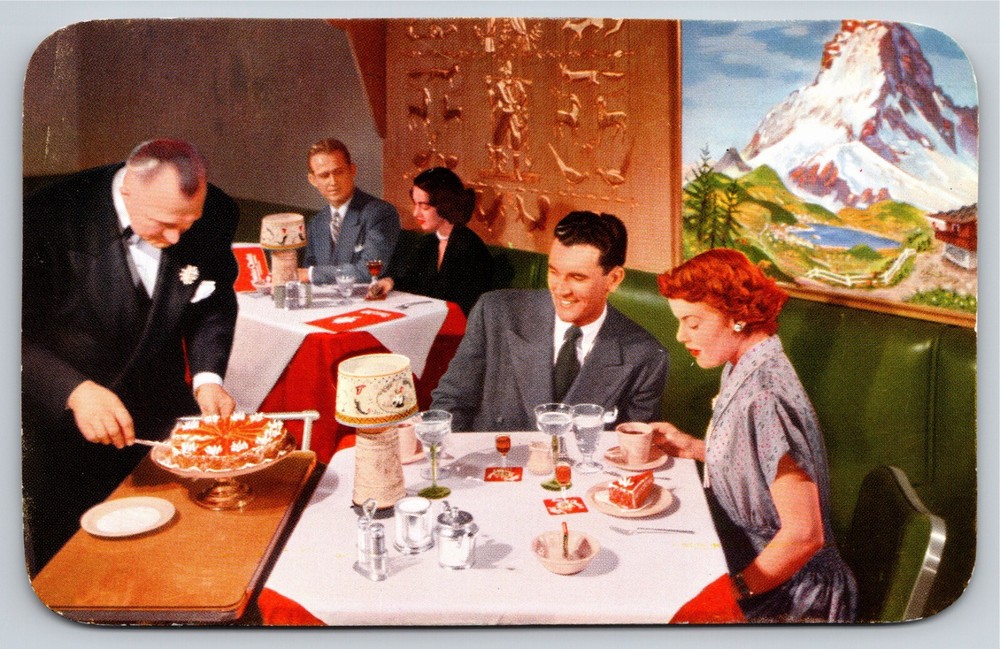 Chicago Illinois~Swiss Chalet Dining Room Bismarck Hotel~Vintage Postcard