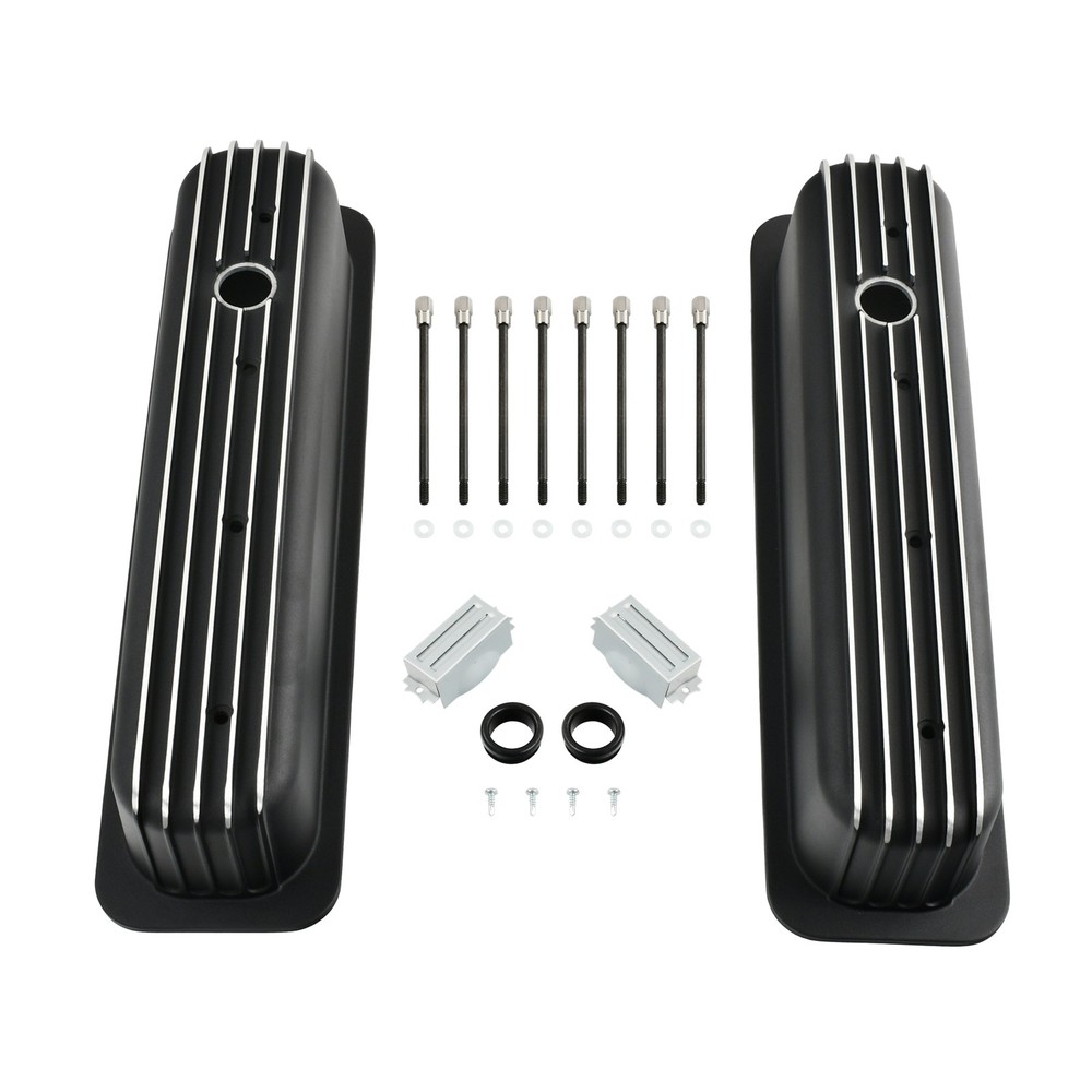 Black Aluminum Tall Valve Covers for 1987-1997 SBC 283 305 327 350 450 5.0L 5.7L
