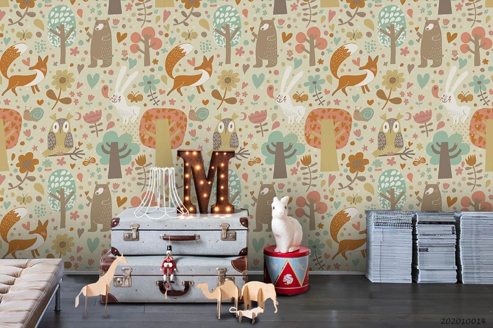 3D Animal Plant Cartoon Pattern Wall Murals Wallpaper Murals Wall Sticker 4