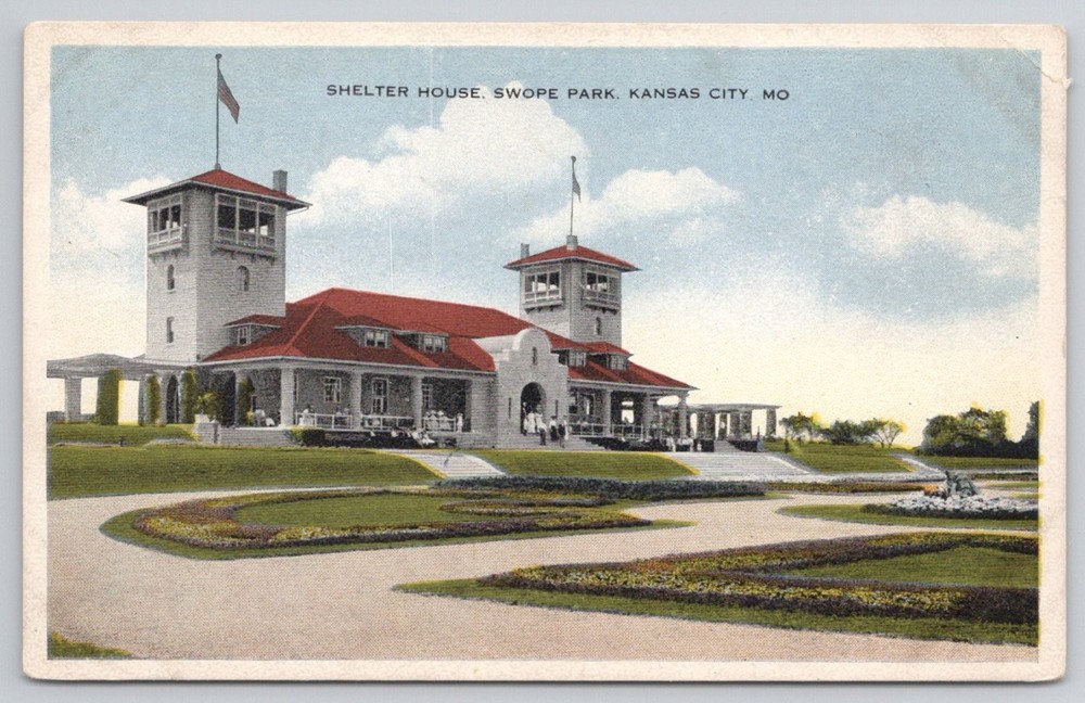 Swope Park Shelter House Kansas City MO Vintage Commercialchrome Postcard