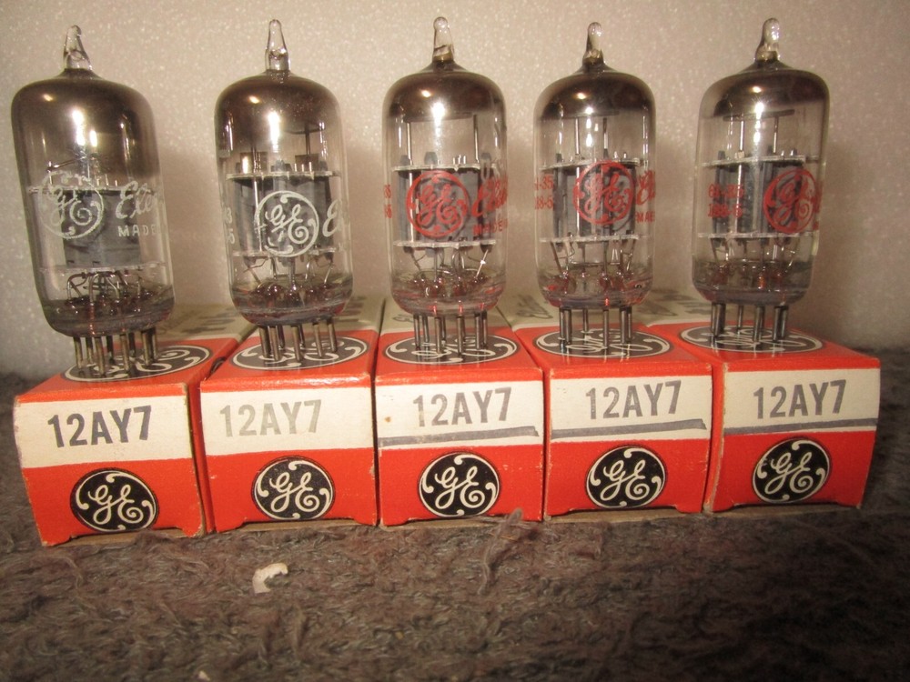 (5) Mint NOS NIB  GE 12AY7 = 6072   Audio  Tubes