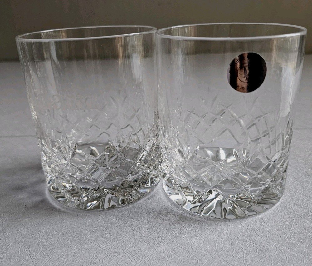 Set Of 2 Atlantis/Block Crystal Diamante Double Old Fashioned Glasses 4.25”
