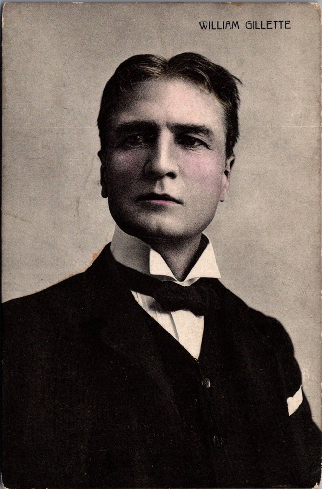 William Gillette Actor Portrait Postcard Early 1900s Hand-Tinted Germany