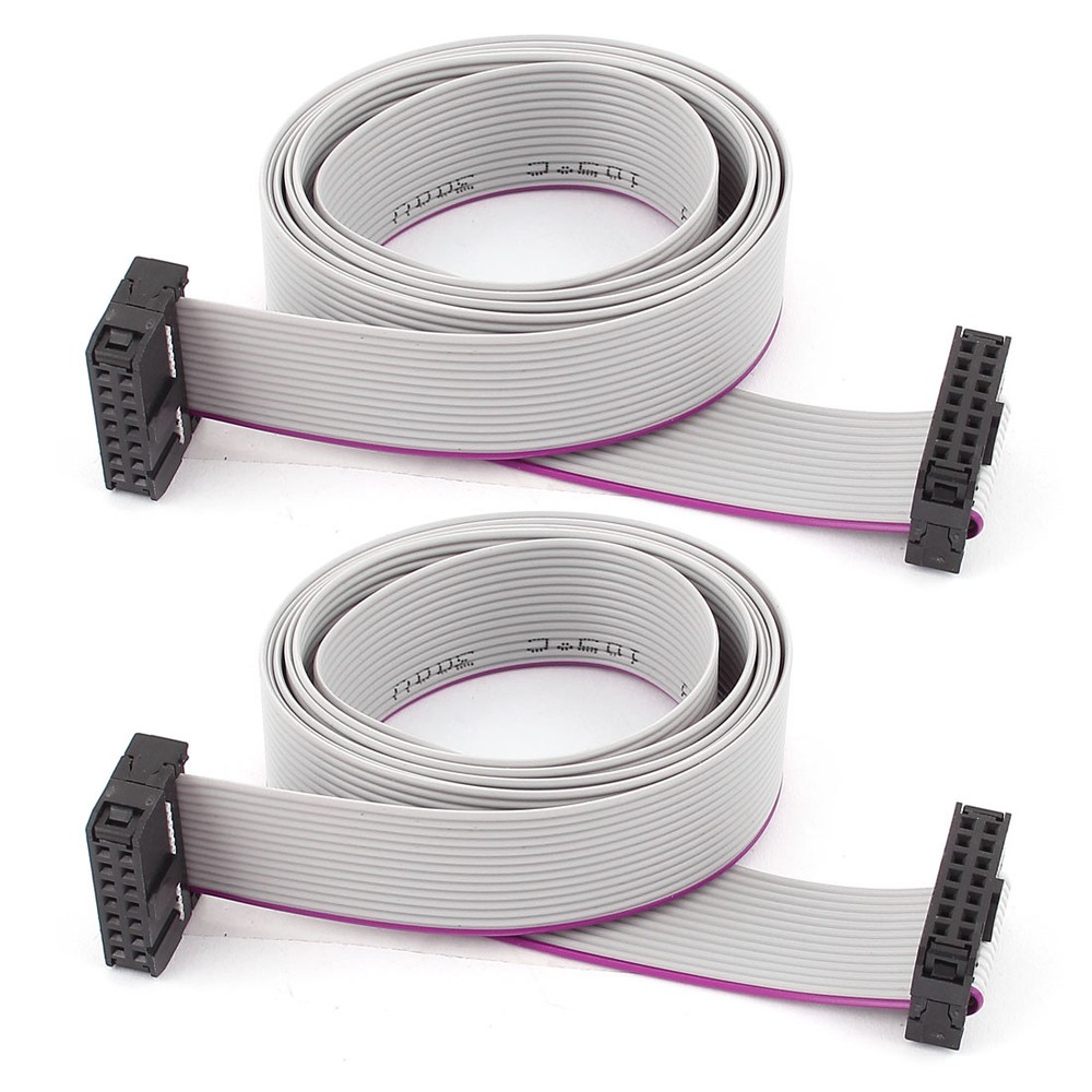 2pcs FC14P 14-Pin DIY IDC Socket Extension Flat Ribbon Cable Wire 100cm