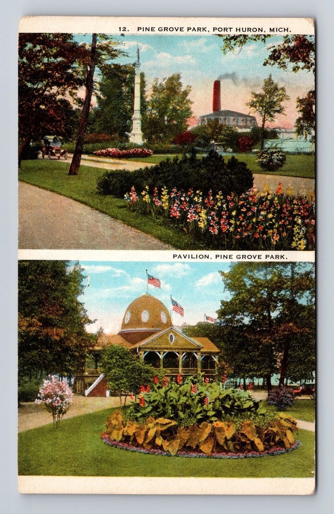 Port Huron MI-Michigan, Pine Grove Park, Pavilion, Antique Vintage Postcard