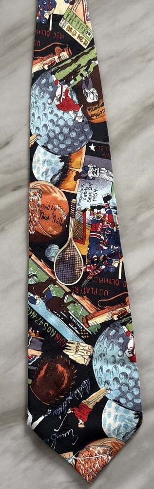 All SPORTS FAN Novelty SILK Necktie NICOLE MILLER VINTAGE 1993