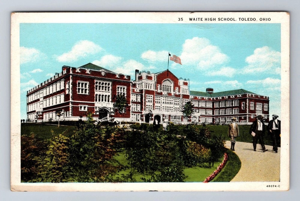 Toledo OH-Ohio, Waite High School, Antique Vintage Souvenir Postcard