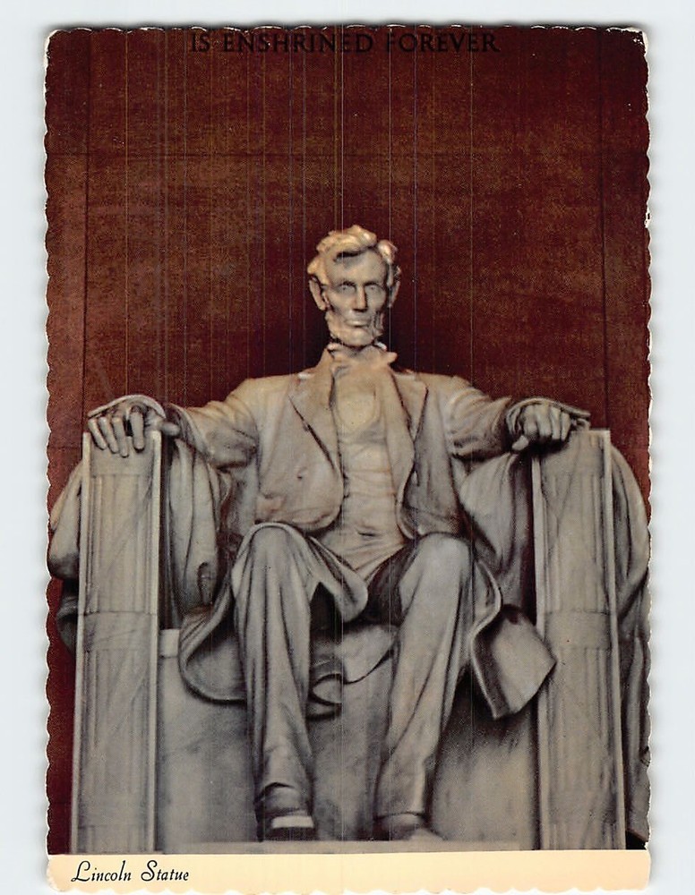 Postcard Abraham Lincoln Statue Lincoln Memorial Washington DC USA