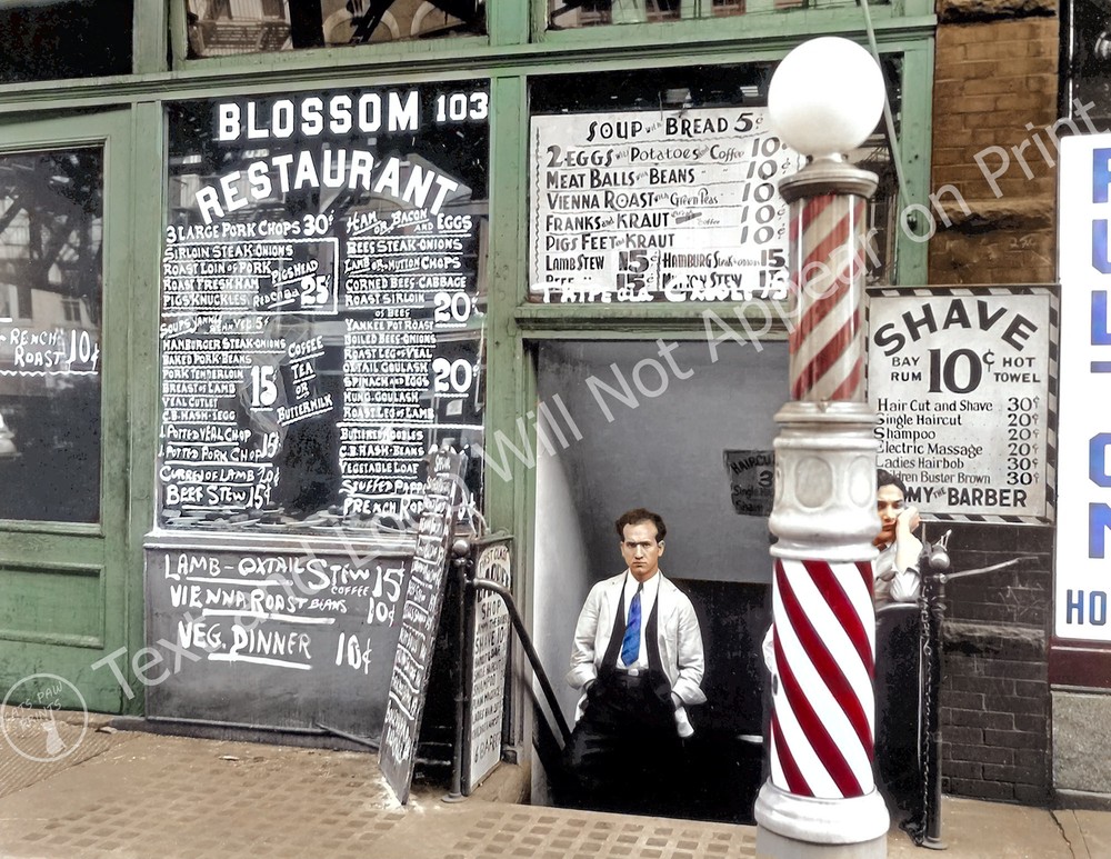 1935 Blossom Restaurant & Barber Shop, NY Old Photo 8.5