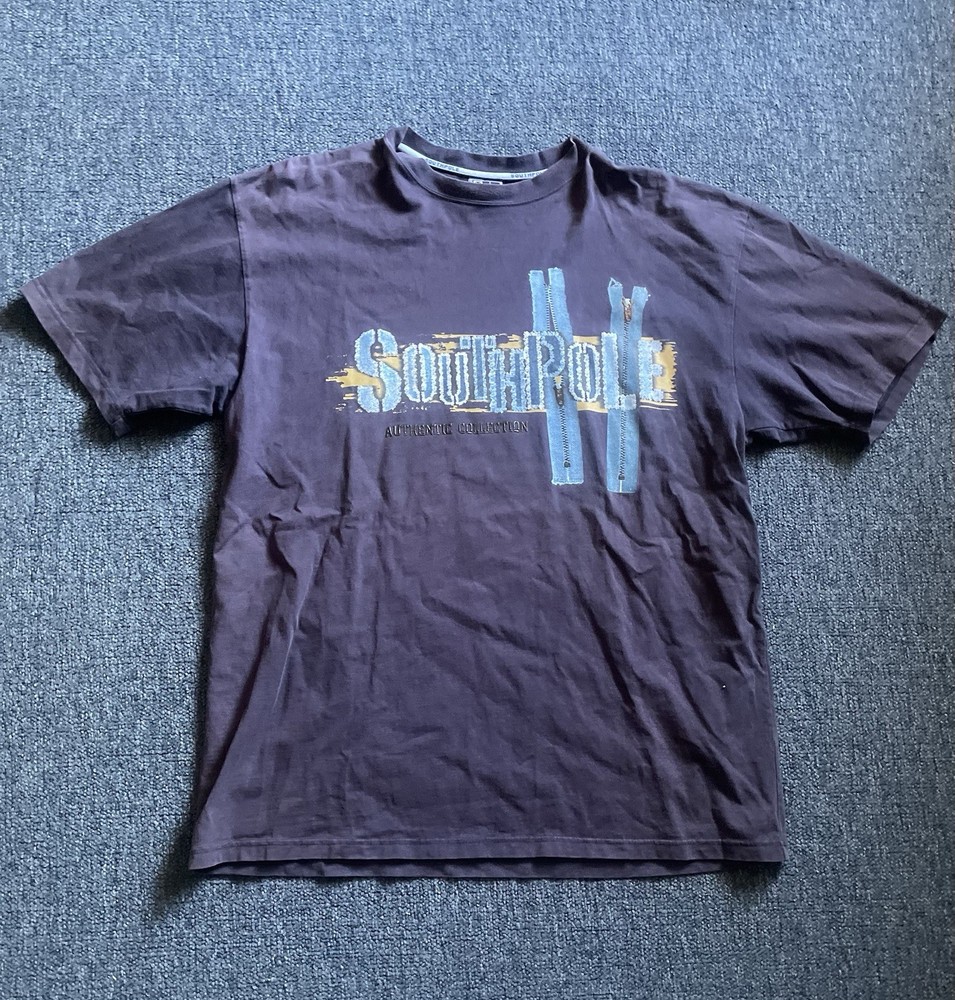 Vintage South Pole Mens XL Blue Shirt Zipper Graphic Streetwear Y2K Hip Hop