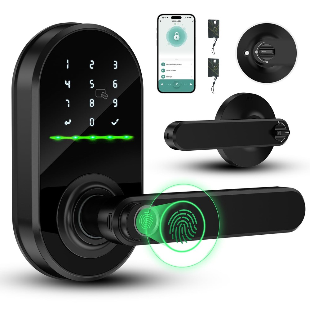 Smart Keyless Entry Door Handle with Fingerprint & Keypad for Front Door