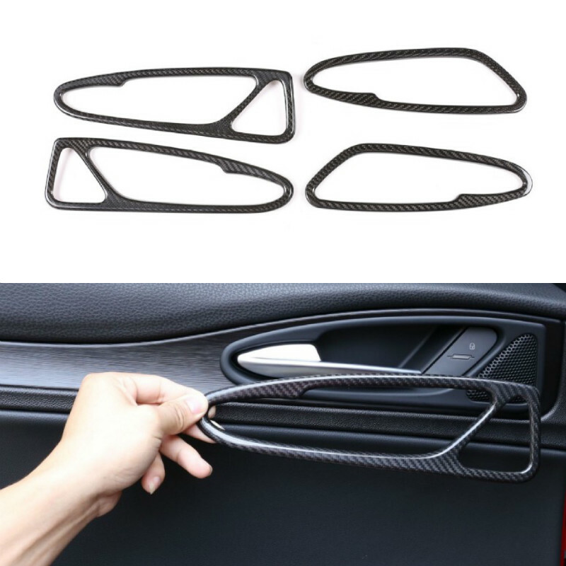 Real Black Carbon Fiber Door Handle Trim Cover Fit for Alfa Romeo Stelvio 17-20