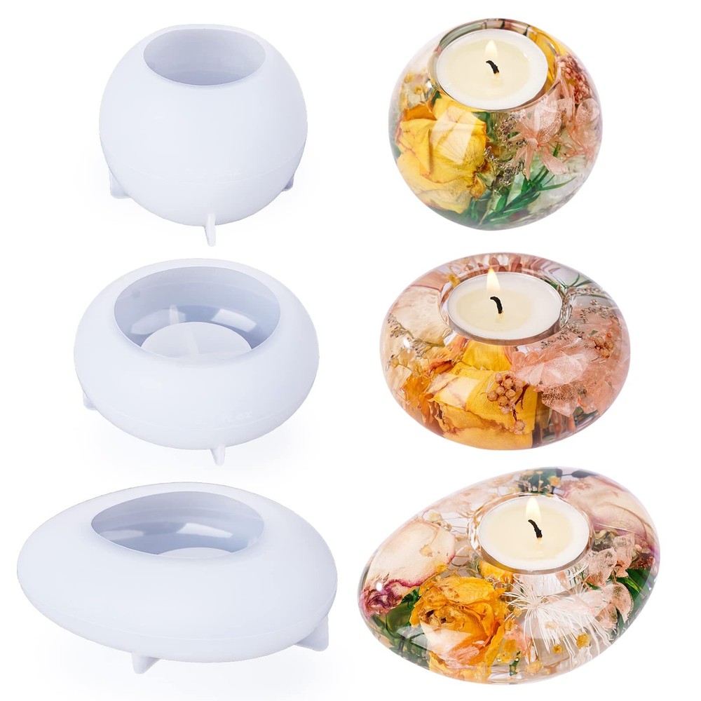 3Pcs Silicone Resin Candle Holder Molds for DIY Home Décor