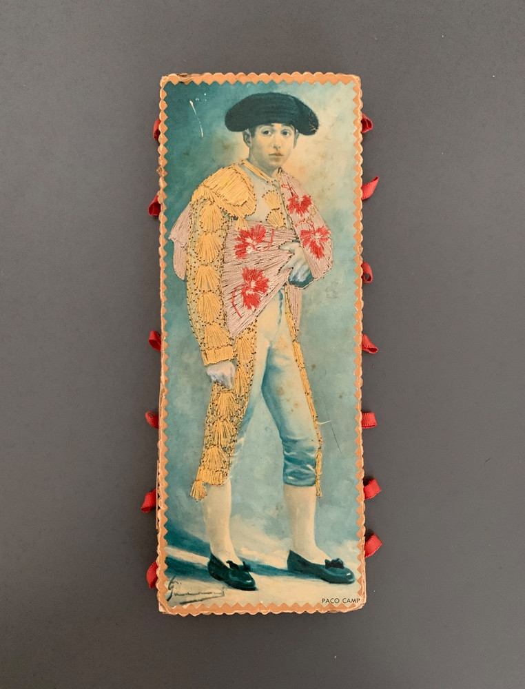 Vintage Spanish Paco Camino Bullfighter Matchbox Souvenir SILK EMBROIDERED