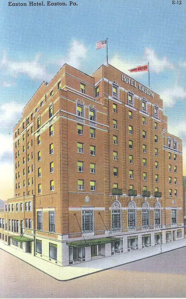 c1940s Easton Pennsylvania PA ~ Easton Hotel ~Vintage Postcard UNP American Flag
