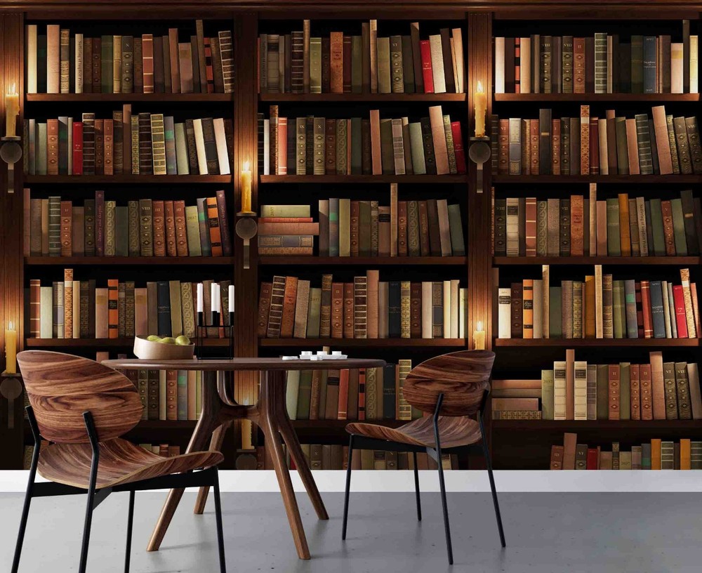 3D Library Books Bookshelf Wall Murals Wallpaper Murals Wall Sticker