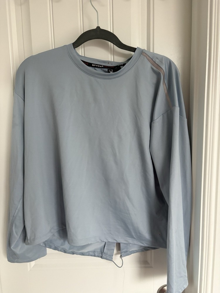 Spyder Active Women's Blue Stretch Long Sleeve Crew Neck Pullover T-Shirt M