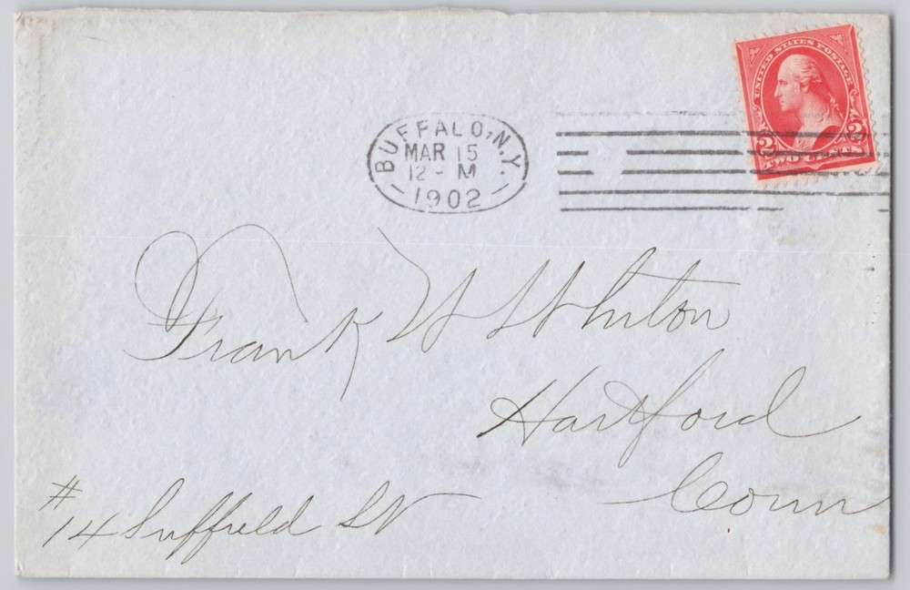 Buffalo, NY, Oval Postmark to Hartford, 2c Red Washington, Un 1902