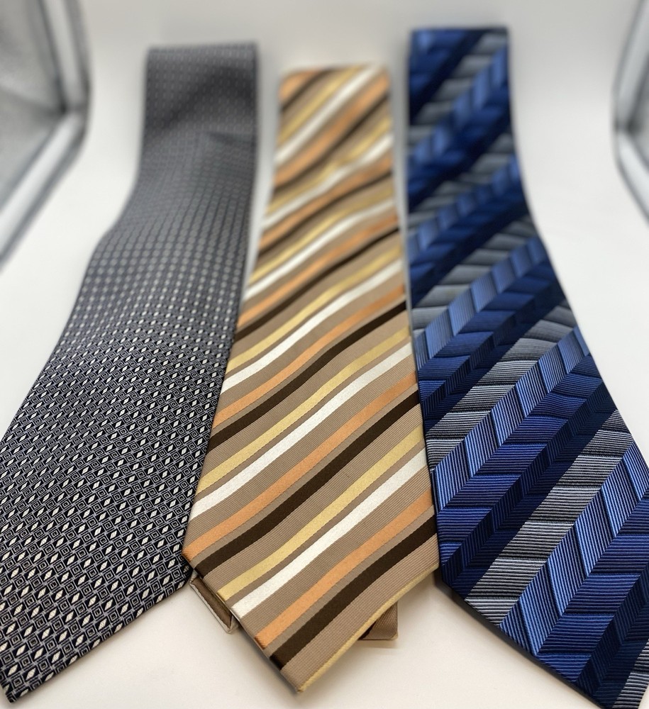 Bocara Silk Handmade Men's Tie Lot Geometric Striped Chevron Classic