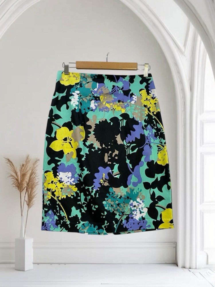 Worthington Womens Floral Pencil Skirt Size 6 Cotton Stretch Artsy Resort NWT