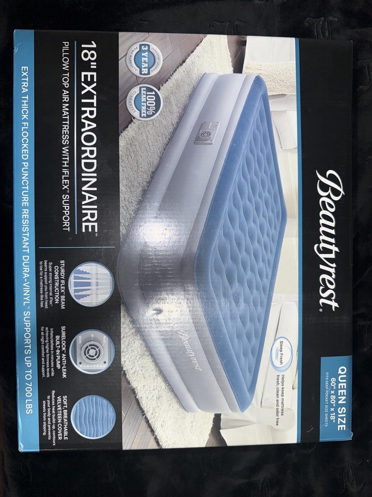 Beauty rest Raised Air bed. Size Queen. 18” Sensa-Rest 60” X “80 X 18”