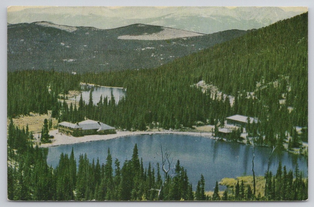 St. Mary's Glacier Lodge Silver Lake Idaho Springs Colorado Vintage Postcard